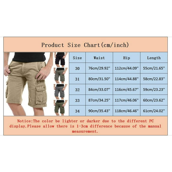 Akiihool Mens Cargo Shorts Men's Cargo Shorts with Pockets Golf Shorts (Khaki,32)