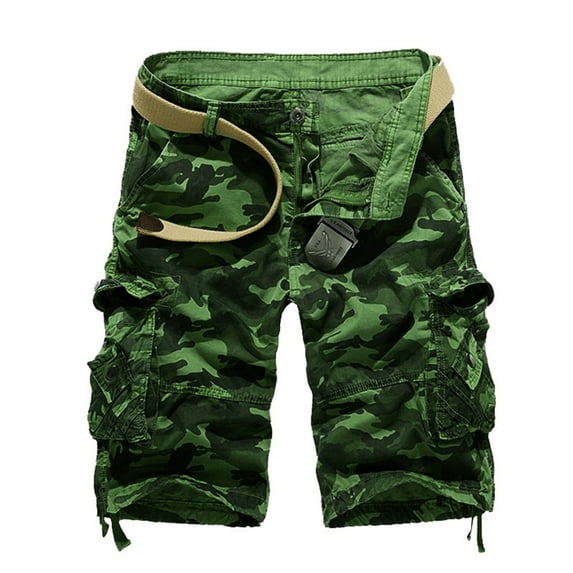 Akiihool Mens Cargo Shorts Men's Long Cargo Shorts Casual Below Knee Capri Shorts Relaxed Fit with Pockets (Green,31)