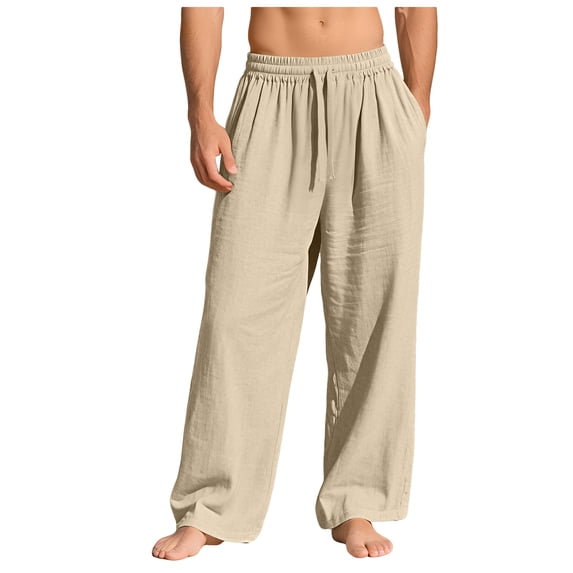 Akiihool Mens Casual Pants Relaxed Fit Men's Premium Twill Drop Jogger Pants Casual Khaki,M
