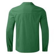 Akiihool Mens Dress Shirts Short Sleeve Men's Long Sleeve Printed Button Down Winter Dress Shirts (Green,XL)