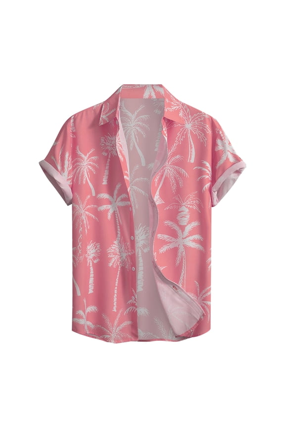 Mens Hawaiian Shirts Short Sleeve Hawaiian Shirts for Men Funky Funny Tropical Hawaiian Casual Novelty Button Down Shirts (Pink,M)