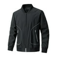 Akiihool Mens Jacket Quilted Lined Work Shirt Jacket with Hood (Black