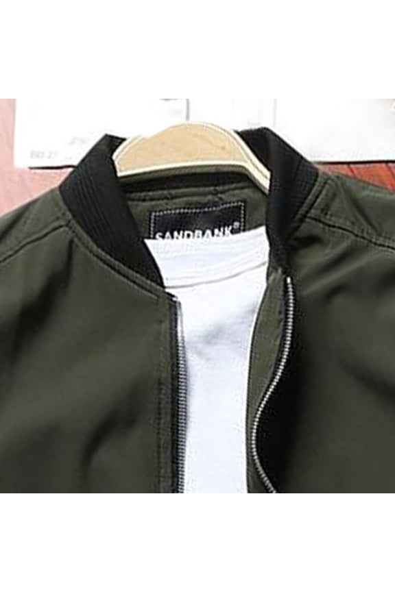 Mens Jacket Winter Mens Casual Lightweight Jacket Windbreaker Slim Fit Active Coat Outerwear (Army Green,L)