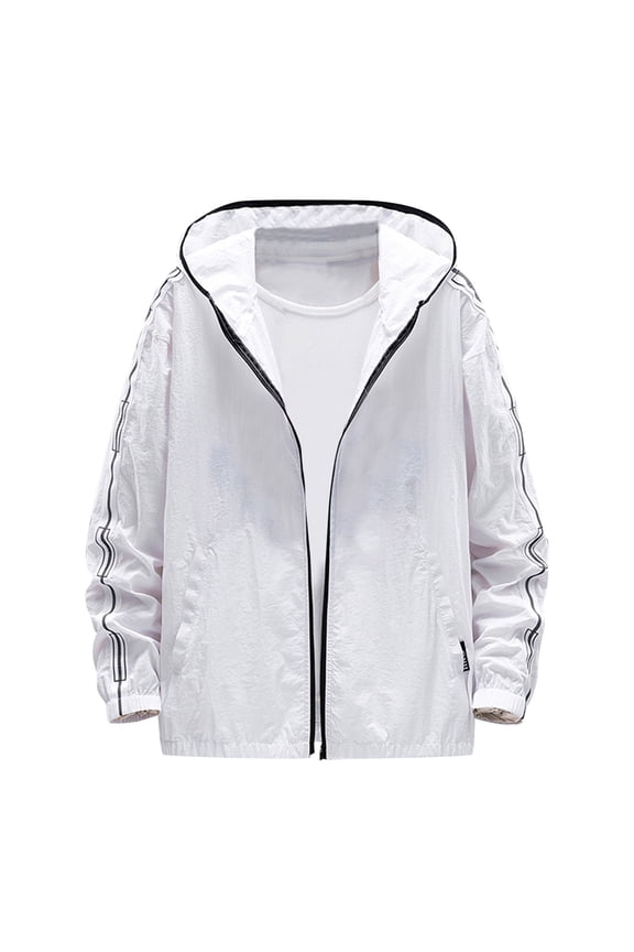 Mens Jackets Casual Men's Lightweight Bomber Jacket Slim Fit Fashion Jean Coat (White,L)