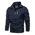 Akiihool Mens Jackets Lightweight Multi Pockets Zip Front Stand Collar
