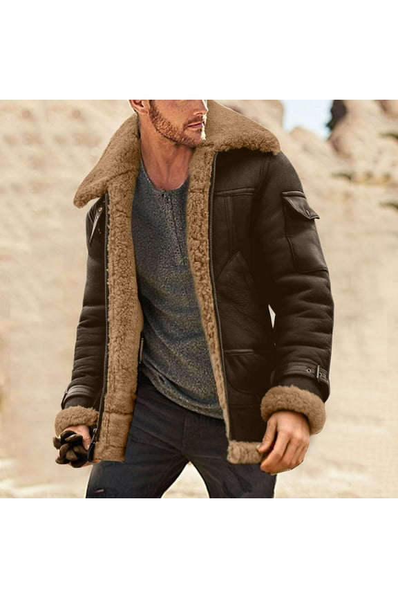 Mens Jackets Winter Men's Bomber Jacket Casual Fall Winter Casual Bomber Jacket Varsity Coat (Brown,L)