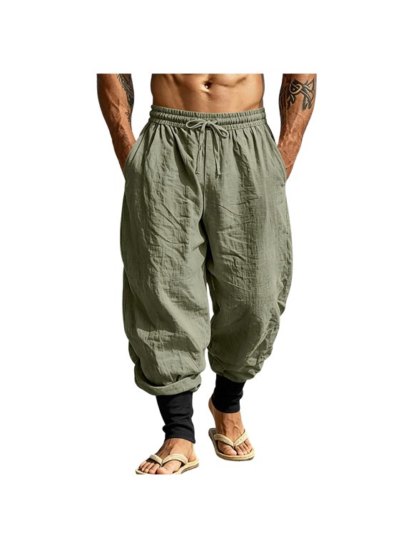 Mens Lightweight Pants Men's Classic Fit Flat Front Workout Winter Casual Pants AG,L