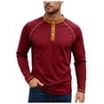 thumbnail image 1 of Akiihool Mens Long Sleeve Tee Shirts Men's Oversized T-Shirts Heavyweight Cotton Vintage Washed Loose Fit Tee Shirts Red,S, 1 of 9
