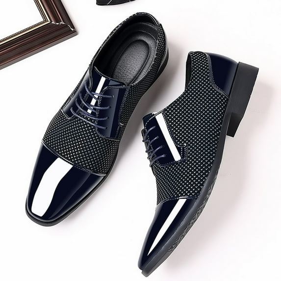 Akiihool Mens Oxford Shoes Casual Men's Classic Modern Formal Oxford Men's Dress Shoes Casual Dress Shoes for Men (Dark Blue,8)