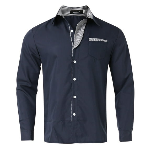 Akiihool Mens Plus Size Shirts Men's Stretch Dress Shirt Tropical Shirts (Navy,L)