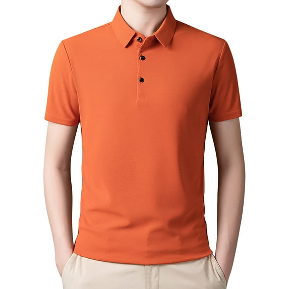 Akiihool Mens Polo Men's Sport Short Ultra Dry Raglan Sleeve Polo Shirt For Summer Tops Polo (Orange,XXL)