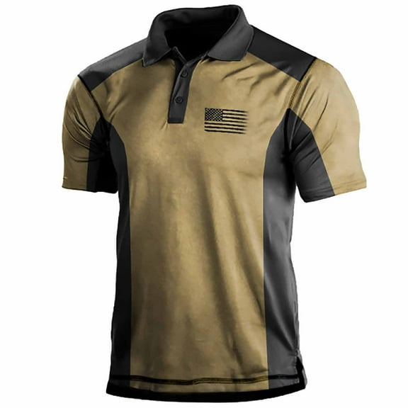 Akiihool Mens Polo Shirts Men's Military Short Sleeve Shirt Cargo Tactical Pullover Outdoor T-Shirt Army Combat Polo Shirts (Khaki,M)