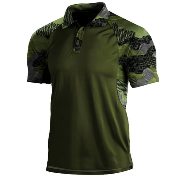 Akiihool Mens Polo Shirts Men's Short Sleeve Polo Shirts, SpotShield Stain Resistant For Summer Tops (Army Green,XXL)