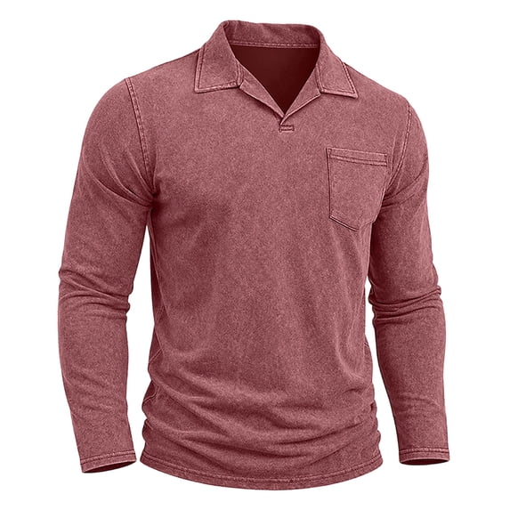 Akiihool Mens Polos Men's Polo Shirts Mens Shirts Long Sleeve Casual Stretch Classic Fit T Shirts (Wine,XXL)