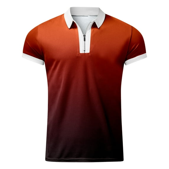 Akiihool Mens Polos Men's Short Sleeve Polo Shirt in Classic Fit (Orange,XL)