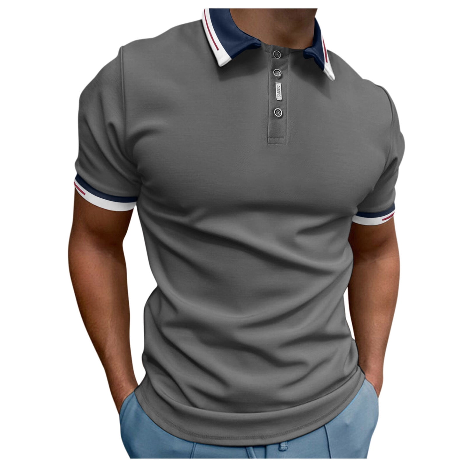 Akiihool Mens Polos Shirts Mens Casual Short Sleeve Polo Shirts Slim ...