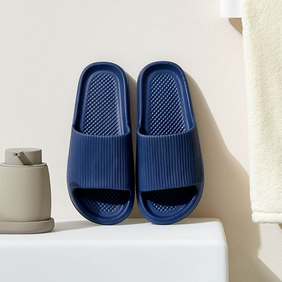 Akiihool Mens Sandals Casual Sandals Men's Leather Double Layer with Arch Wide Strap (Navy,10.5)