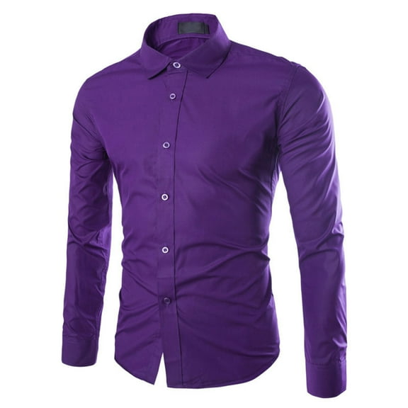 Akiihool Mens Shirts Dress Shirt Unique Winter Aloha Button Down Shirt (Purple,M)
