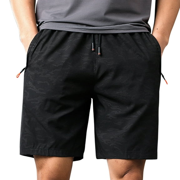 Akiihool Mens Shorts Casual Men's Shorts, Favorite Cotton Shorts, Pull-On Knit Shorts with Pockets, Knit Gym Shorts (Black,XL)