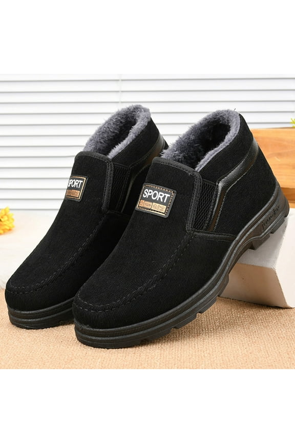 Mens Snow Boots Mens Winter Snow Boots Shoes Anti-Slip Outdoor Sneakers (Black,8.5)