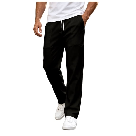 Akiihool Mens Stretch Chinos Men's Yoga Athletic Pants Casual Jersey Pants for Men Black,XL