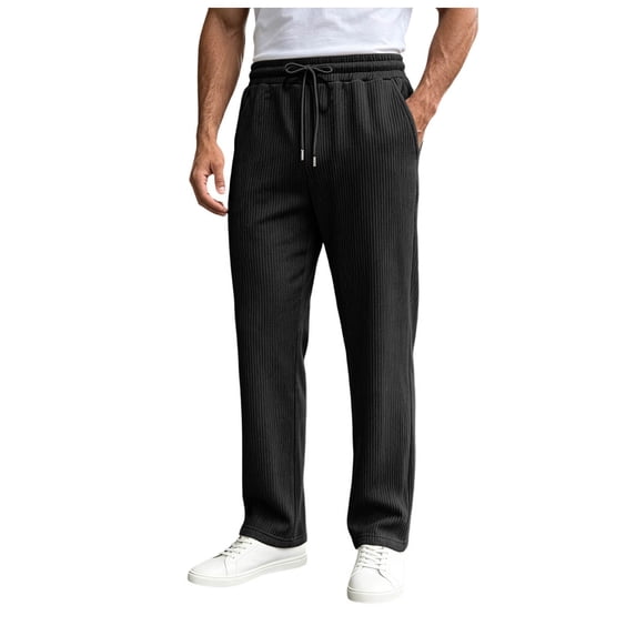 Akiihool Mens Stretch Pants Casual Men's Comfort Stretch Classic Fit Flat Front Cargo Pant Black,XXL