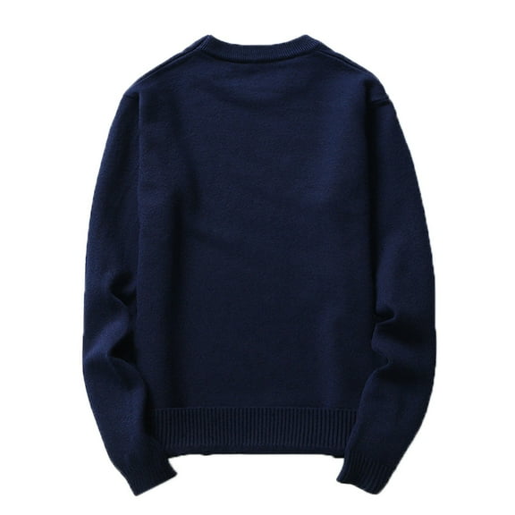 Akiihool Mens Sweaters Men's Casual Slim Fit V-Neck Cotton V-Neck Pullover Sweater (Navy,M)
