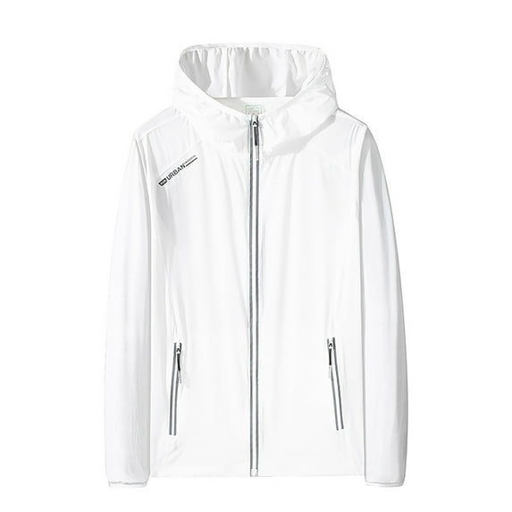 Akiihool Mens Windbreaker Mens Big and Tall Lightweight Mountain Sport Jacket for Men Hooded Windbreaker Raincoat (White,L)