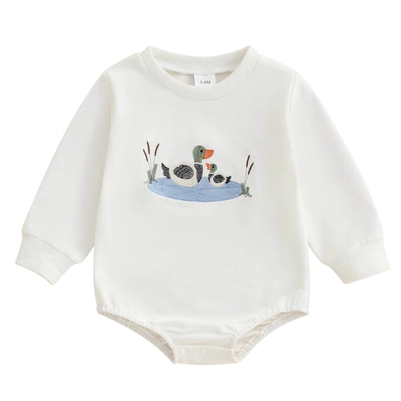 Akiihool New Born Boy Clothes Newborn Baby Boy Girl Fall Winter Clothes Long Sleeve Bubble Romper Jumpsuit Overall Shorts Infant Clothing White,3-6 Months