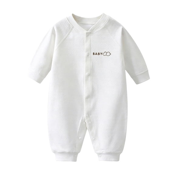 Akiihool Newborn Baby Girl Outfits Coming Home Newborn Baby Cute Design Bodysuit Long Sleeve One-Piece Baby Clothes for Boys White,6-12 Months