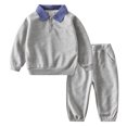 thumbnail image 1 of Akiihool Newborn Boy Outfit Sets Toddler Baby Boy Clothing Sets Little Dinosaur Printed Long Sleeve Tops and Pants Kids 2pcs Outfits Grey,3-4 Years, 1 of 6