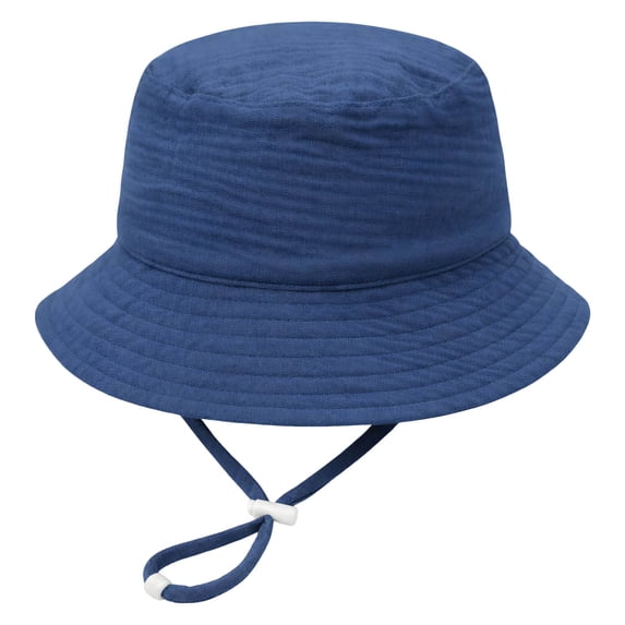 Akiihool Newborn Summer Hat UPF 50+ Beach Baby Sun Hat Sun Protection Cute Wide Brim Summer Baby Boy Bucket Hats Toddler Sun Hats for Girl Navy,6-12 Months