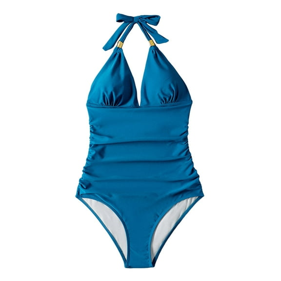 Akiihool One Piece Swimsuit Women Women's Swimsuit One Piece Tummy Control Bathing Suits Support Swimwear (Blue,L)