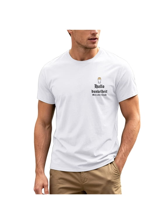 Oversized T Shirts for Man Men's Heavyweight Cotton Short Sleeve Crew Neck T-Shirt White,M