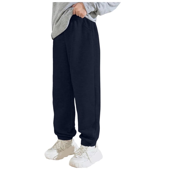Akiihool Pant for Boys Toddler Boys Bootcut Elastic Waist Sweatpants Jogger Pants (Navy,6-7 Years)