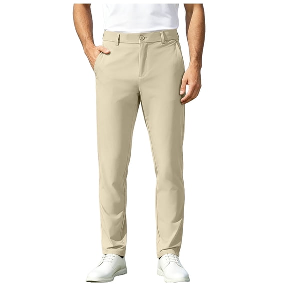 Akiihool Pants Men Men's Casual Drawstrintg Elastic Waist Winter Pants Khaki,27