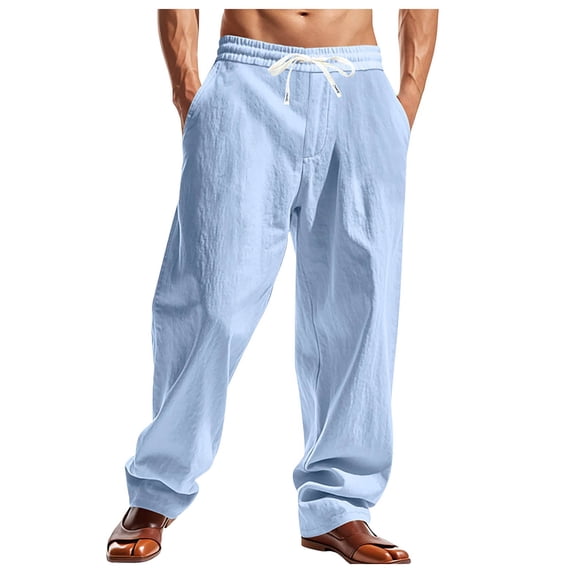 Akiihool Pants for Men Casual Men's Straight Fit Workday Smart Pants for Winter Light Blue,XXL
