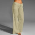 thumbnail image 1 of Akiihool Pants for Women Dressy Casual Womens Wide Leg High Waist Straight Leg Casual Pants Stretch Comfy Pockets Relaxed Fit (Yellow,M), 1 of 4
