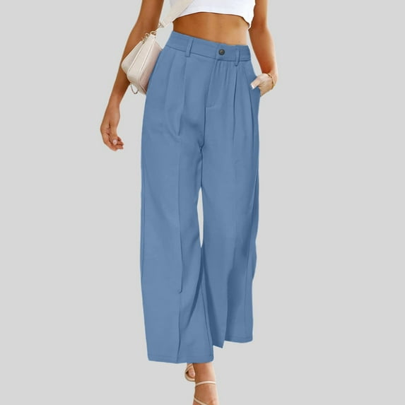 Akiihool Pants for Women Work Casual Women's Printing Pants Plus Size Active Yoga Pants Loose Trousers (Blue,XL)