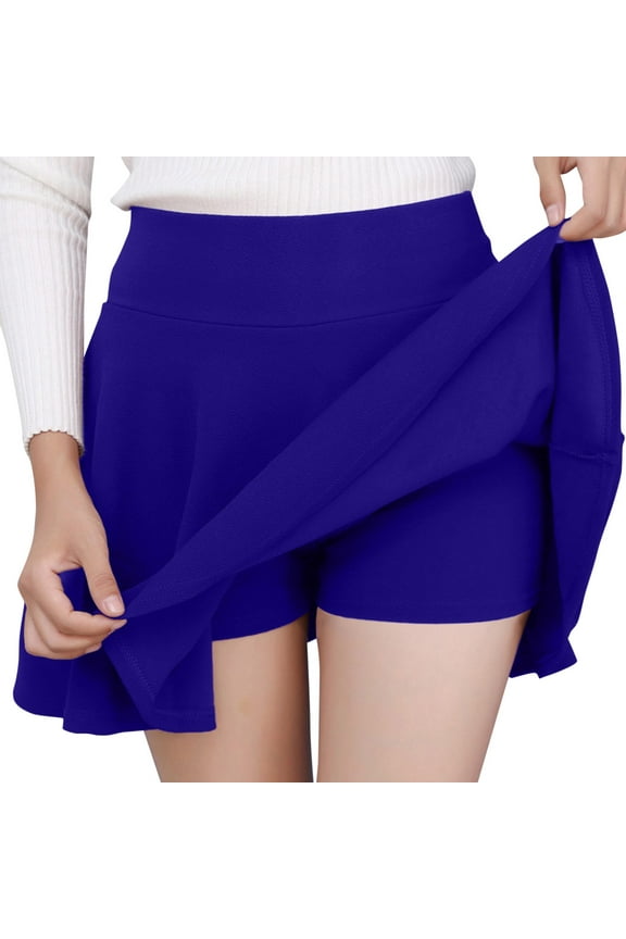 Plus Size Skirts For Women Women's Modest Knee Length Tennis Skirt Golf Skort Gym Shorts (Blue,L)