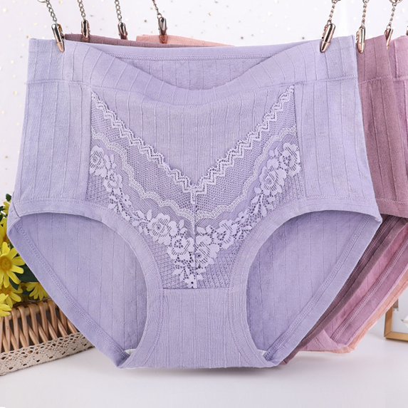 Akiihool Plus Size Underpants Womens Underwear,Cotton High Waist Underwear for Women Full Coverage Soft Comfortable Briefs Panty (Purple,XL)