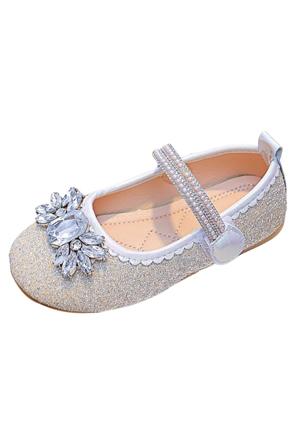 Princess Shoes for Toddler Girls Low Heel Princess Wedding Shoes for Little Big Kids, White 26