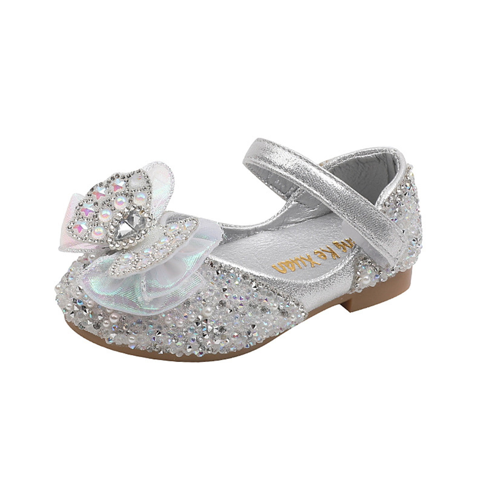 Akiihool Rhinestone Shoes for Toddler Girls Closed Toe Strap Dress ...