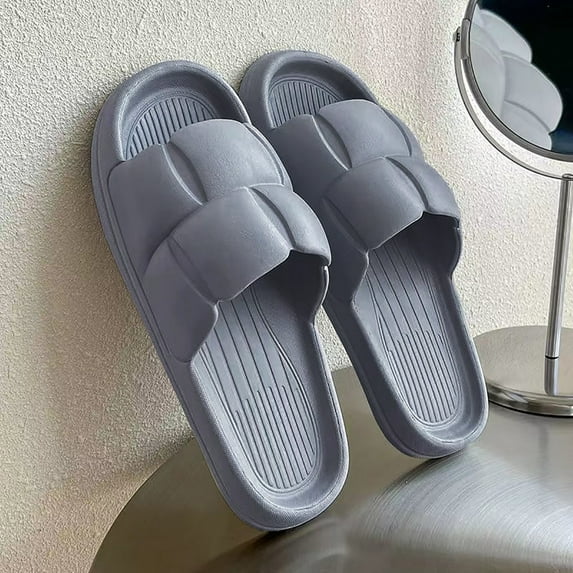 Akiihool Sandals Casual Men Men Pillow Slippers Non-Slip Sandals Soft Thick Sole Indoor and Outdoor Slides (Grey,8)