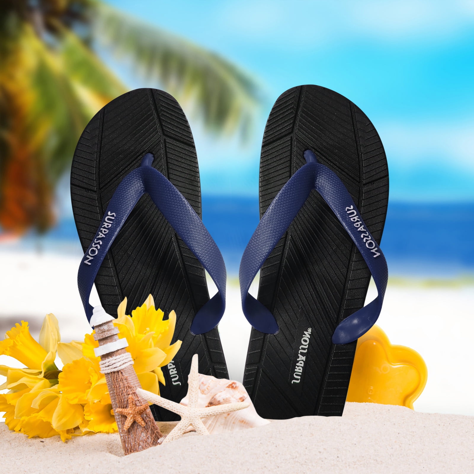 Akiihool Sandals Men Dressy Men's Beach Sandals, Quick Dry Flip-Flop  Slides, Waterproof Wet Grip Soles, Soft Comfort Fit Arch Support (Blue,11)
