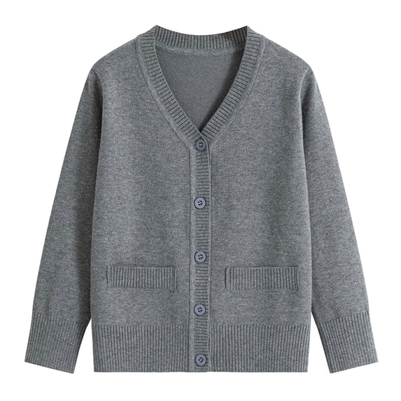 Akiihool School Sweater Boy's Sweater Cardigan Button Down Shawl Collar Cable Knitted Outwear Long Sleeve Sweater Coats with Pockets (Light Gray,2-4 Years)