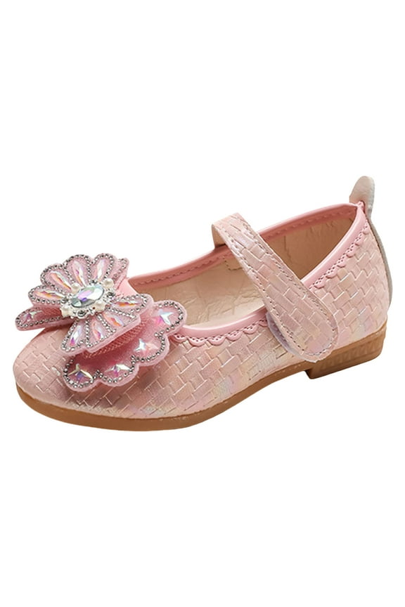 School Uniform Flats Toddler Flower Girls Dress Shoes Mary Jane Princess Ballet Flats for Party School (Pink,9)