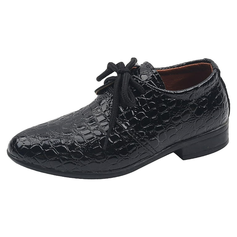 Akiihool School Uniform Shoes for Boy Plain Toe Dress Classic Formal School Uniform Shoes Size 40 Black
