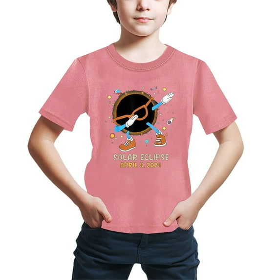 Akiihool Shirts for Boys Youth Big Kids Active Athletic Sports Graphic Short Sleeve Top(Pink,5-6 Years)