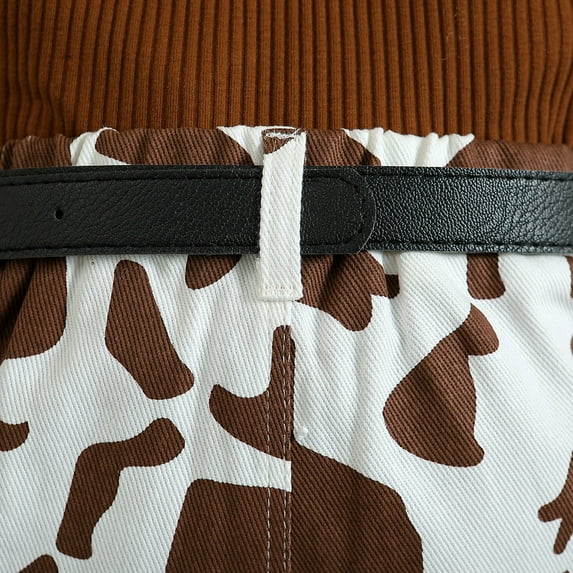 Akiihool Short Sets Girl's 2Pc Sets Drawstring Shorts Set Summer Outfits (Z16-Brown,4-5 Years)